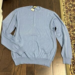 H. Stockton FX941-1-14 XXL blue cotton lightweight pullover sweater.